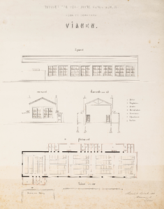  Tekening van het ontwerp van de verbouwing van een school [aan het Walsland] te Vianen
