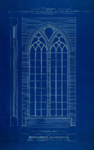  Tekening van het ontwerp voor het herstel van een van de vensters van het schip van de Grote Kerk te Vianen