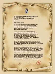  Verklaring van het gemeentebestuur Vianen van 5 oktober 1996 dat aan het Paardenmarktcomité verleende privilege om ...