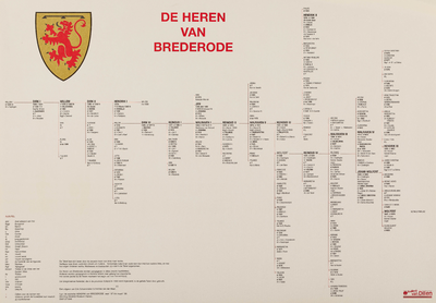  Stamboom van de heren van Brederode (met wapen) ten behoeve van de expositie Hendrik van Brederode van september 1997 ...