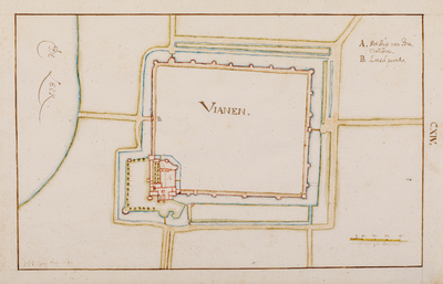  Plattegrond van de stad Vianen (manuscriptkaart)
