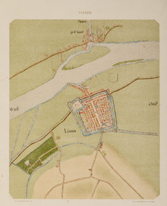  Plattegrond van de stad Vianen uit circa 1563 (facsimile minuut hoofdkaart in Nationaal Archief Den Haag)