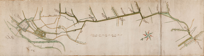  Kaart van de waterverbinding via de in 1658 gegraven Zederikse of Viaanse trekvaart tussen Vianen en Meerkerk met ...