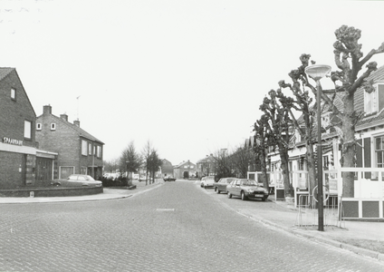  Overzichtsfoto van De Meent gezien vanaf de Zeisterweg. Rechts Het Wapen van Odijk met daarvoor enkele geparkeerde auto's.