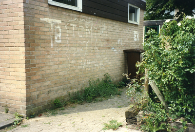  Grafitti op de achtergevel van een berging in de omgeving van het Steven de Witplein.