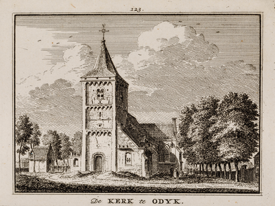  Gezicht op de voorzijde van de kerk te Odijk (no. 123)