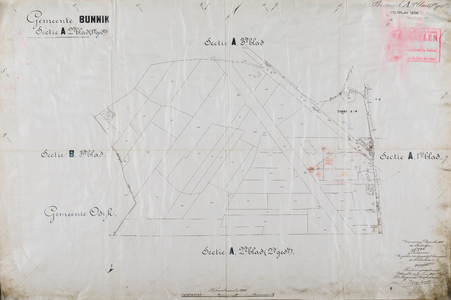  Kadastrale kaart gemeente Bunnik, sectie A, 2de blad (1ste ged.), veldplan 1958 (fotokopie)
