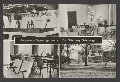  Vier interieurfoto's van het Jongeren-Vormingscentrum De Drieburg .