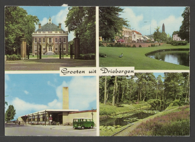  Vier afbeeldingen van het gemeentehuis Sparrendaal, de Nederlandse-hervormde kerk aan de Hoofdstraat, het ...