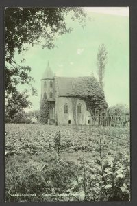  Gezicht op kapel Molenstein met aan de voorzijde aangebouwd een zeskantig torentje.