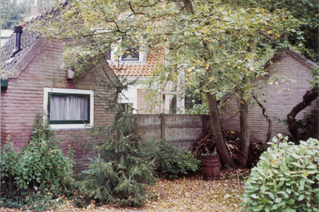  Tuin met schuur en huis op achtergrond