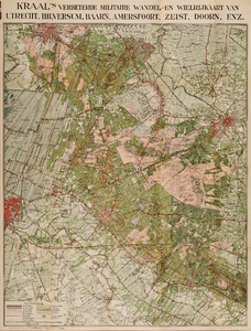  Kraal's verbeterde militaire wandel- en wielrijderskaart van Utrecht, Hilversum, Baarn, Amersfoort, Zeist, Doorn, enz.