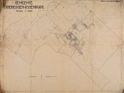  Plattegrond van Driebergen-Rijsenburg met (ongenummerde) kadastrale percelen met locatie bebouwing