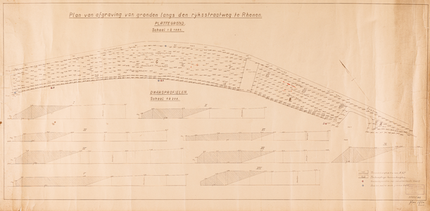  Plan van afgraving van gronden langs de Rijksstraatweg te Rhenen (met dwarsprofielen)