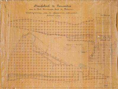  Waterpassing van de afgegraven uiterwaard van de steenfabriek onder Remmerden van de NH-kerk te Rhenen + waterpassing ...