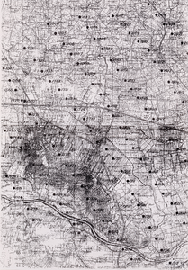  Verzamelblad met locaties genummerde (1484-1730) luchtfoto's