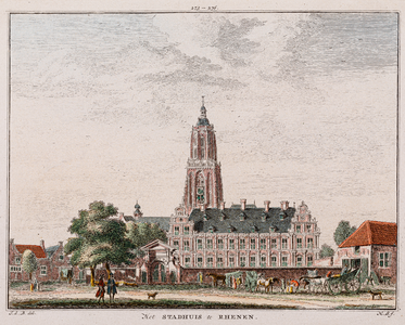  Gezicht (ingekleurd) (273-276) vanuit het zuiden op het stadhuis en de Cuneratoren te Rhenen