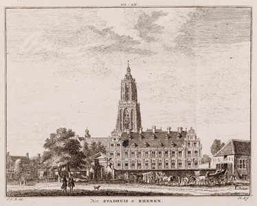  Gezicht (273-276) vanuit het zuiden op het stadhuis en de Cuneratoren te Rhenen