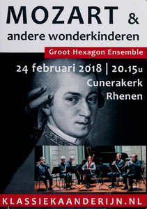  Aankondiging van een concert van werken van Mozart en anderen in de Cunerakerk