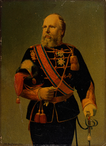  Litho met een portret mogelijk van de Duitse Keizer Wilhelm II (1859-1941), staand in gala-uniform