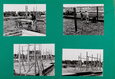  Blad met vier foto's van de bouw door vrijwilligers van het Dorpshuis te Cothen aan de C.B. Kentiestraat (3)