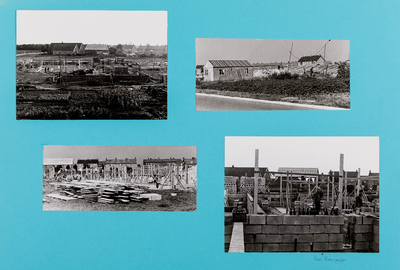  Blad met vier foto's van de bouw door vrijwilligers van het Dorpshuis te Cothen aan de C.B. Kentiestraat (8)