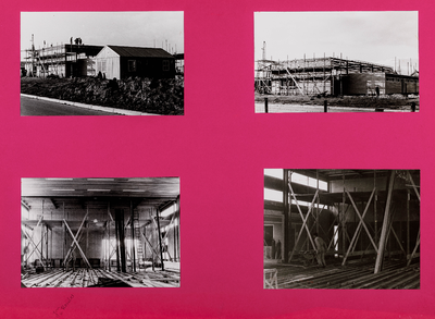  Blad met vier foto's van de bouw door vrijwilligers van het Dorpshuis te Cothen aan de C.B. Kentiestraat (15)
