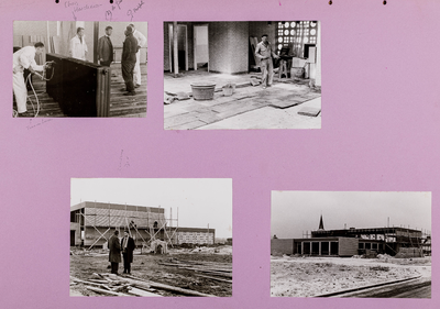  Blad met vier foto's van de bouw door vrijwilligers van het Dorpshuis te Cothen aan de C.B. Kentiestraat (16)