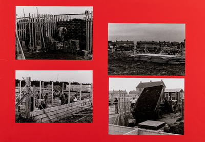  Blad met vier foto's van de bouw door vrijwilligers van het Dorpshuis te Cothen aan de C.B. Kentiestraat (20)