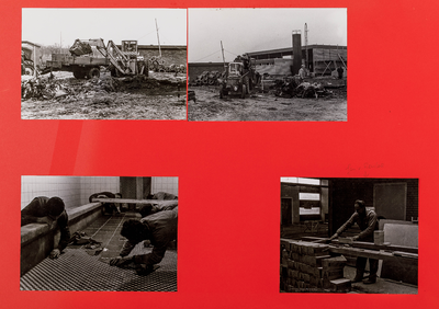  Blad met vier foto's van de bouw door vrijwilligers van het Dorpshuis te Cothen aan de C.B. Kentiestraat (23)