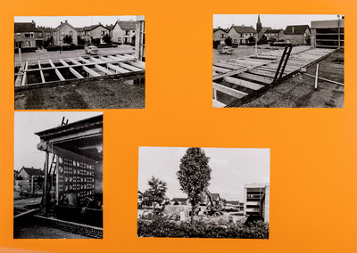  Blad met vier foto's van de bouw door vrijwilligers van het Dorpshuis te Cothen aan de C.B. Kentiestraat (27)