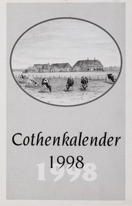  Omslag Cothen-kalender 1998 met 12 maandbladen met agenda-items, advertenties en topografische tekeningen van Hans Scholman