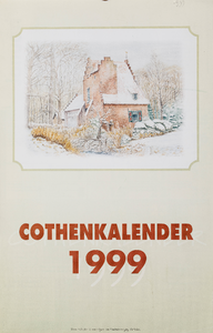  Omslag Cothen-kalender 1999 met 12 maandbladen met agenda-items, advertenties en topografische tekeningen van Hans Scholman