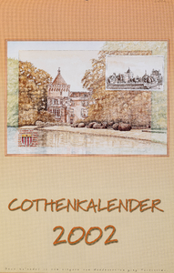  Omslag Cothen-kalender 2002 met 12 maandbladen met agenda-items, advertenties en topografische tekeningen van Hans Scholman