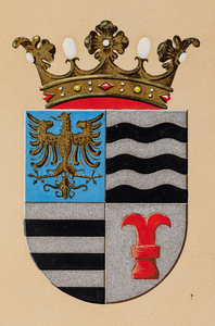  Tekening met beschrijving van het wapen van de gemeente Langbroek, verleend door de Hoge Raad