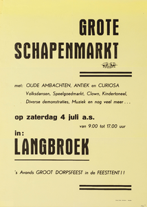  Aankondiging Schapenmarkt op zaterdag 4 juli (1992?)