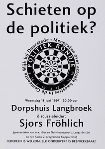  Aankondiging van een bijeenkomst over actuele kwesties in de gemeente Wijk bij Duurstede in het Dorpshuis te Langbroek ...