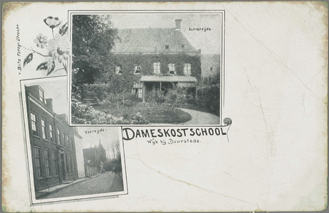  De voor- en achterzijde van de Dameskostschool.