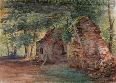  Aquarel van een deel van de ruïne van kasteel Duurstede