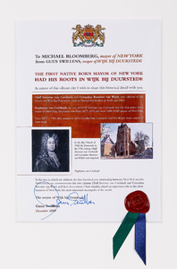  Certificaat met een gezegelde, open brief van de burgemeester van Wijk bij Duurstede, Guus Swillens, aan de ...