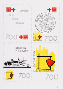  Vel van vier gefingeerde postzegels in het kader van Wijk 700