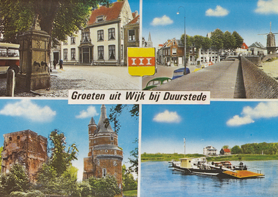  Vier afbeeldingen: Markt, kasteel, veerpont, Dijkstr.