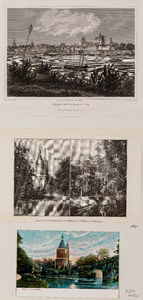  Compositieblad met prent getiteld 'Wijk-bij-Duurstede' van P. Ahrens naar Chr. Schï¿½ler, uitgegeven door G.B. van ...