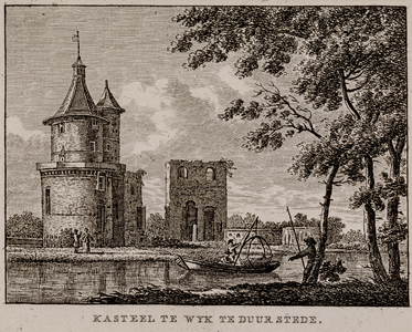  Gezicht vanuit het noordwesten over de gracht op de Bourgondisch toren en de donjon van huis Duurstede