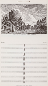  Omslag algemene maandkalender met 6 bladen met een historische afbeelding van Wijk bij Duurstede