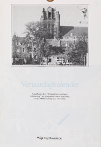  Omslag van een verjaardagskalender met 6 maandbladen met een foto van Wijk bij Duurstede