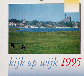  Omslag van een jaarkalender 1995 met 12 maandbladen met een foto van Wijk bij Duurstede