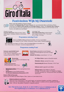  Programma van de festiviteiten rond de Giro d'Italia met een doorkomst in Wijk bij Duurstede