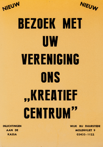  Oproep voor een bezoek aan het Kreatief Centrum te Wijk bij Duurstede (1978?)