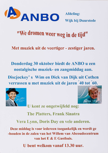  Aankondiging muziek- en zangmiddag aangeboden door de afdeling Wijk bij Duurstede van de ANBO op donderdag 30 oktober ...